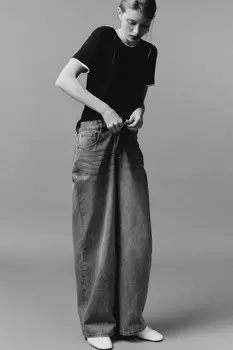 Джинсы wide leg широкие со средней посадкой