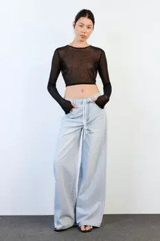 Джинсы wide широкие с кулиской и шнурком