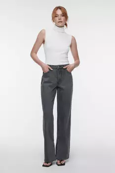 Джинсы wide широкие с разрезами по внутреннему шву