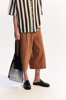 Джортсы из цветного денима со шнурком в поясе