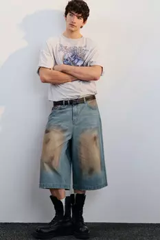 Джортсы широкие с эффектом dirty denim