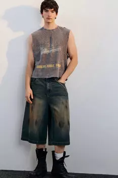 Джортсы широкие с эффектом dirty denim