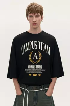 Футболка boxy fit с принтом