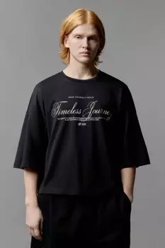 Футболка boxy fit с принтом-надписью