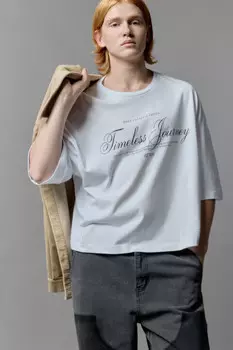 Футболка boxy fit с принтом-надписью