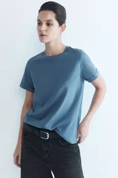 Футболка хлопковая с подвернутыми рукавами