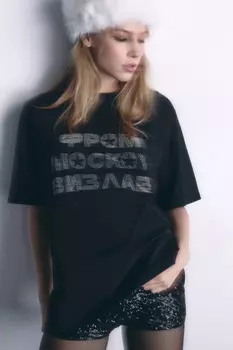 Футболка хлопковая с принтом-надписью