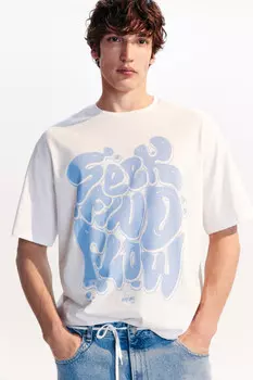 Футболка хлопковая с принтом-надписью