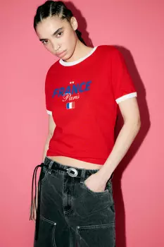 Футболка хлопковая с принтом-надписью