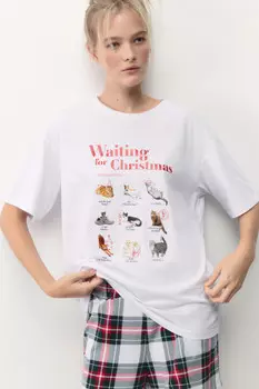 Футболка хлопковая с рождественским принтом