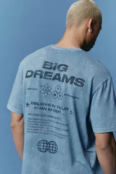 Футболка хлопковая с вареным эффектом и надписью