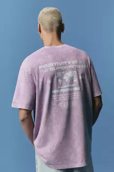 Футболка хлопковая с вареным эффектом и надписью