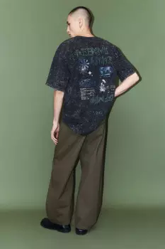 Футболка хлопковая с вареным эффектом и принтом