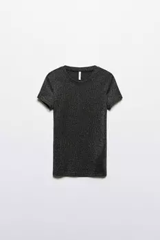 Футболка облегающая блестящая с люрексом