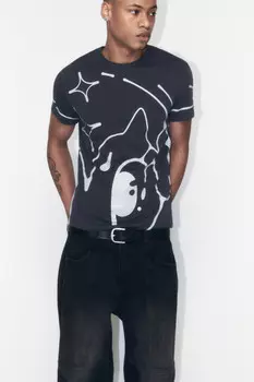 Футболка облегающая хлопковая с принтом
