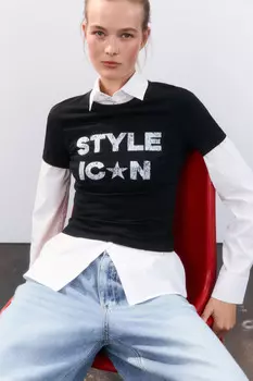 Футболка облегающая с принтом