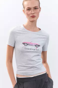 Футболка облегающая с принтом