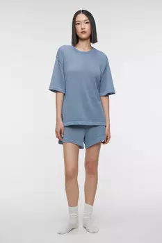 Футболка oversize домашняя однотонная тонкой вязки
