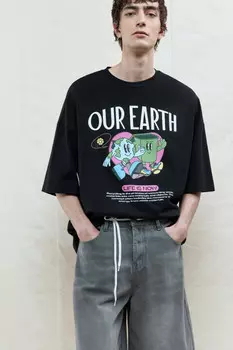 Футболка oversize хлопковая с принтом