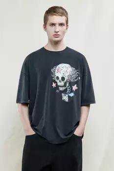 Футболка oversize хлопковая с принтом