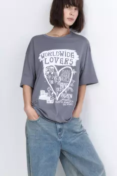 Футболка oversize хлопковая с принтом