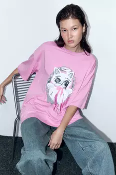 Футболка oversize хлопковая с принтом