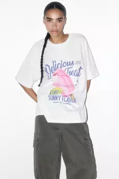 Футболка oversize хлопковая с принтом