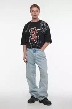 Футболка oversize хлопковая с принтом с черепами