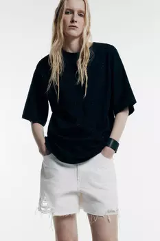 Футболка oversize хлопковая со стразами