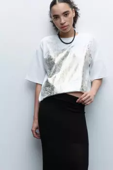 Футболка oversize с блестящим напылением