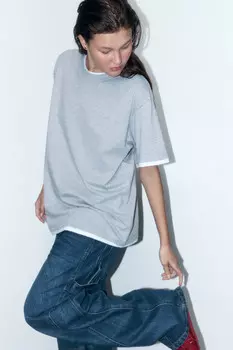 Футболка oversize с имитацией второго слоя