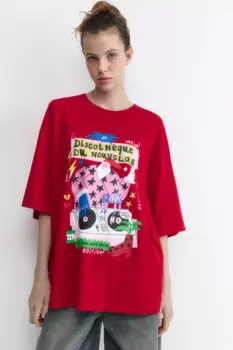 Футболка oversize с новогодним принтом