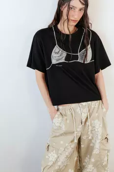 Футболка oversize с принтом-бикини
