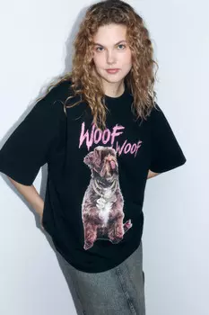 Футболка oversize с принтом и надписями