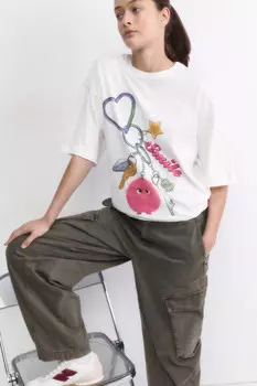 Футболка oversize с принтом и надписями