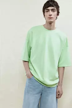Футболка oversize с резинкой в рубчик