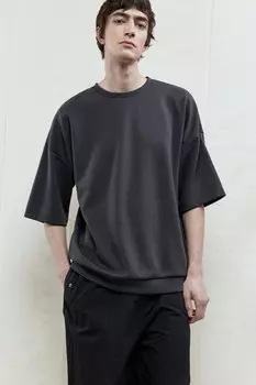 Футболка oversize с резинкой в рубчик