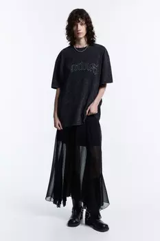 Футболка oversize с вареным эффектом и принтом