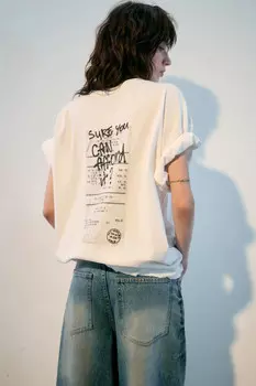 Футболка oversize с вареным эффектом и принтом