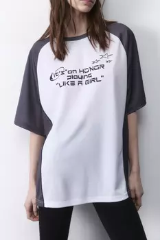 Футболка oversize спортивная из сетки с надписью