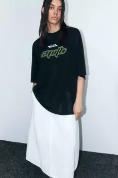 Футболка oversize спортивная из сетки с принтом