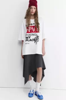 Футболка oversize удлиненная с принтом