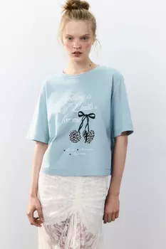 Футболка oversize укороченная с принтом