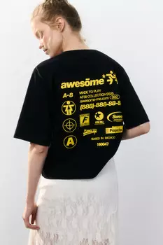 Футболка oversize укороченная с принтом