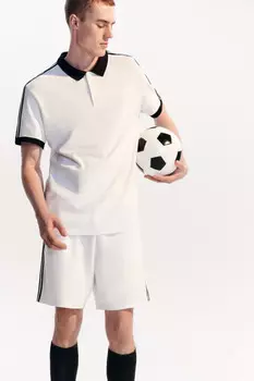 Футболка-поло хлопковая с лампасами