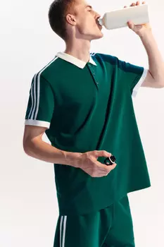 Футболка-поло хлопковая с лампасами