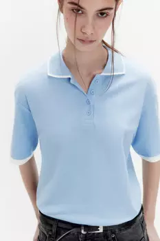 Футболка-поло хлопковая с застежкой на груди