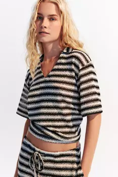 Футболка-поло из вязаного трикотажа