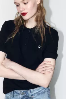 Футболка-поло облегающая с вышивкой