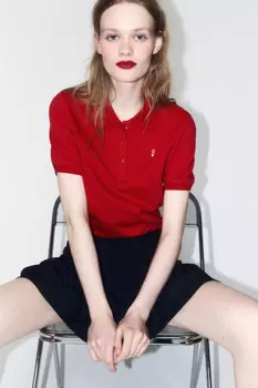 Футболка-поло облегающая с вышивкой